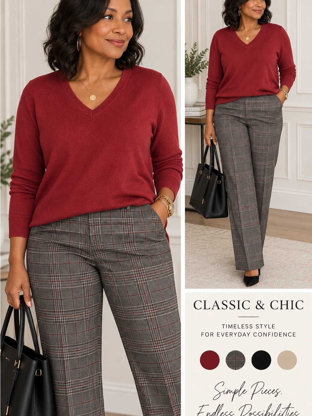 Zac & Rachel Red V-Neck Women’s Sweater